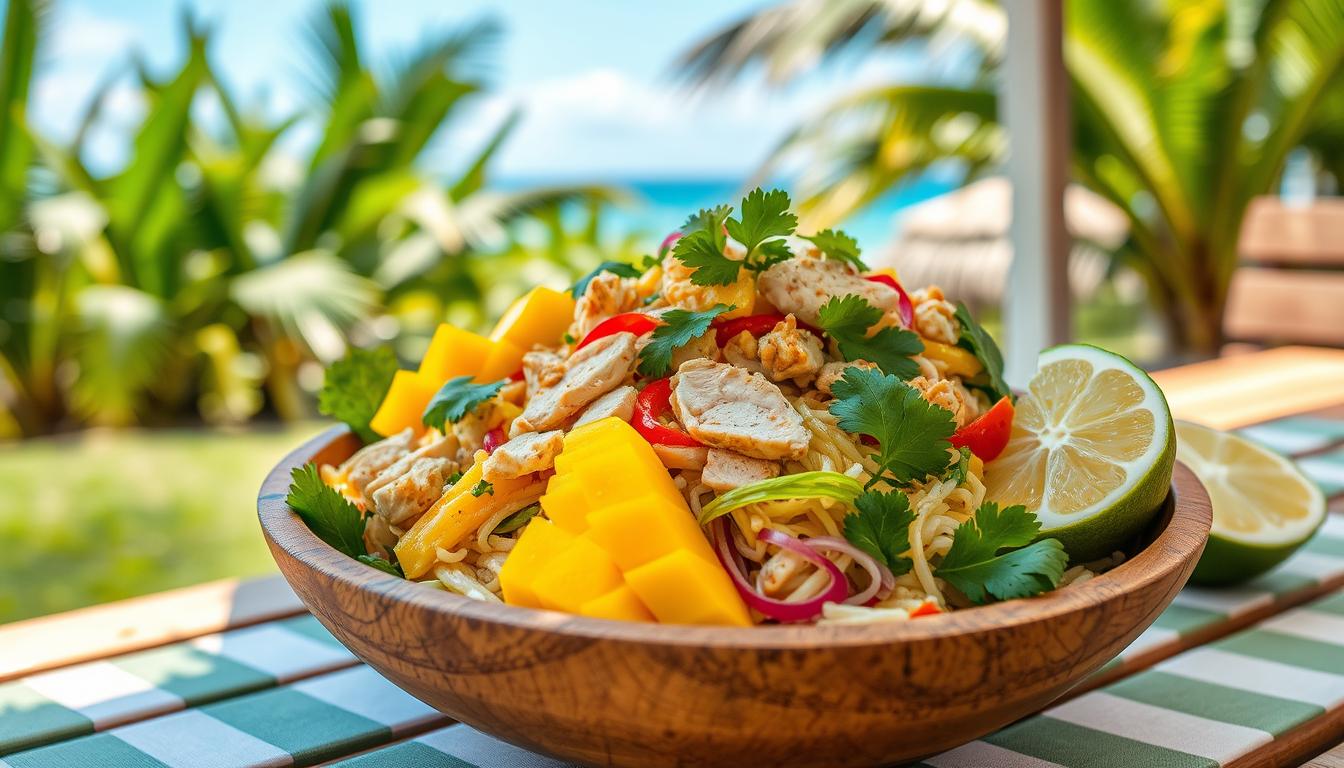 Mango and chicken noodle salad summer recipe